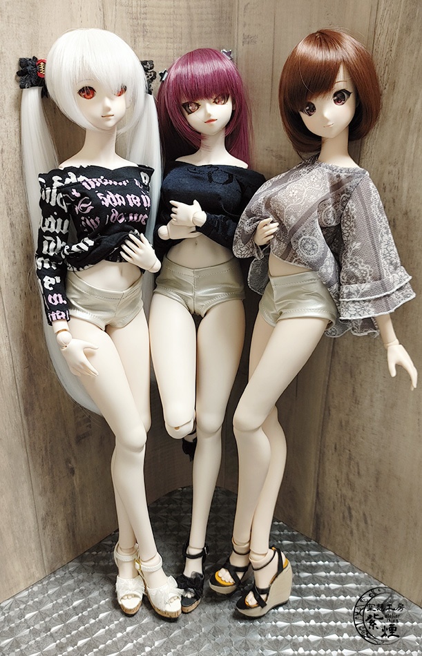 フェイクレザーショートパンツ　プラチナ：Smart Doll・DD・DDdy用
