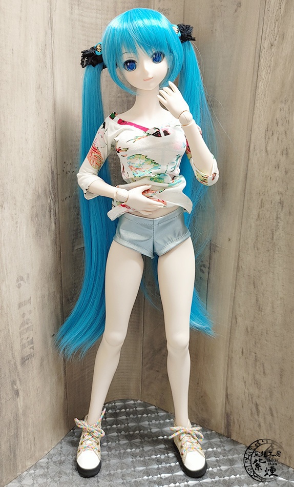 フェイクレザーショートパンツ ライトブルー:Smart Doll・DD・DDdy用