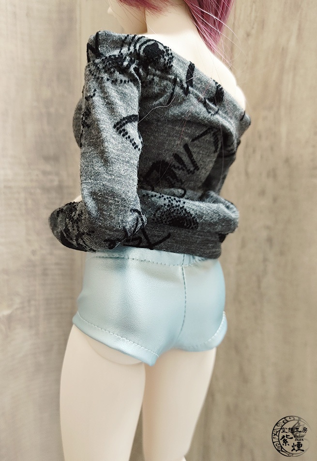 フェイクレザーショートパンツ ライトブルー:Smart Doll・DD・DDdy用