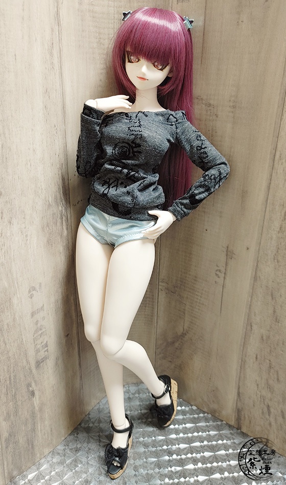 フェイクレザーショートパンツ ライトブルー:Smart Doll・DD・DDdy用