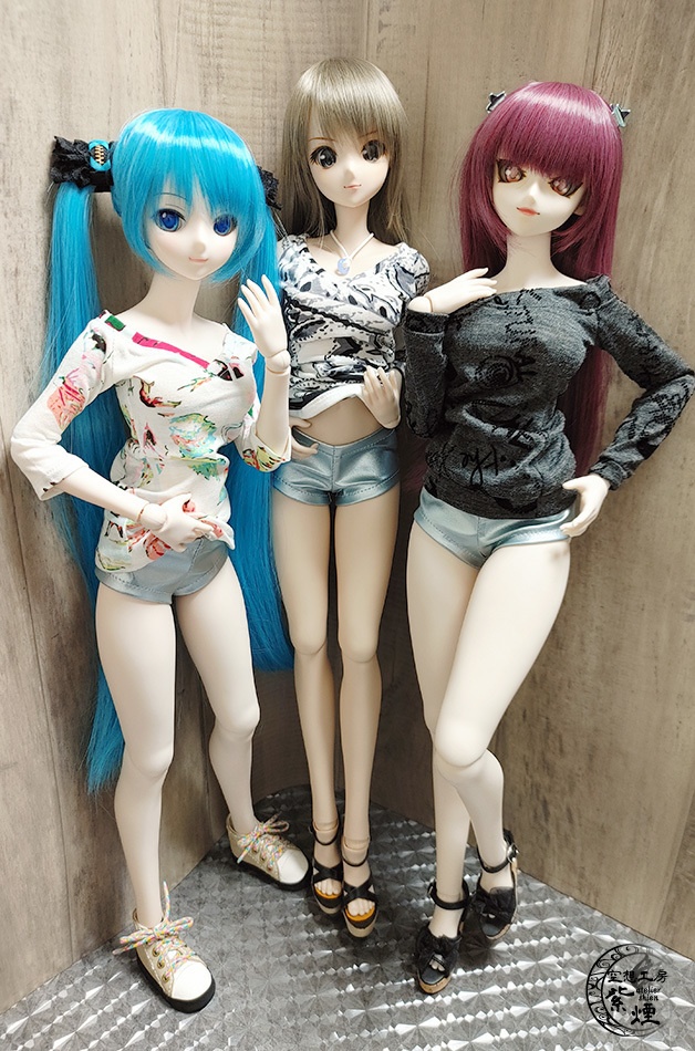 フェイクレザーショートパンツ　ライトブルー：Smart Doll・DD・DDdy用