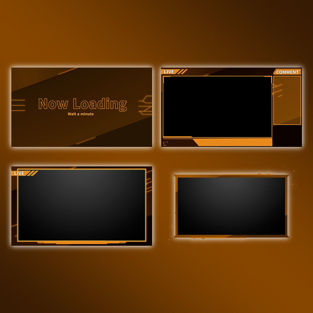 【6カラー】動く配信用オーバーレイ 4点セット【セット素材】