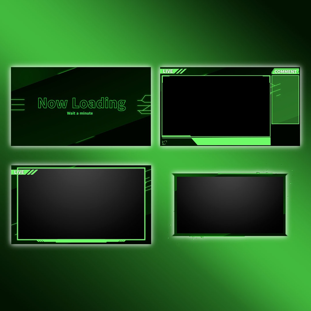 【6カラー】動く配信用オーバーレイ 4点セット【セット素材】