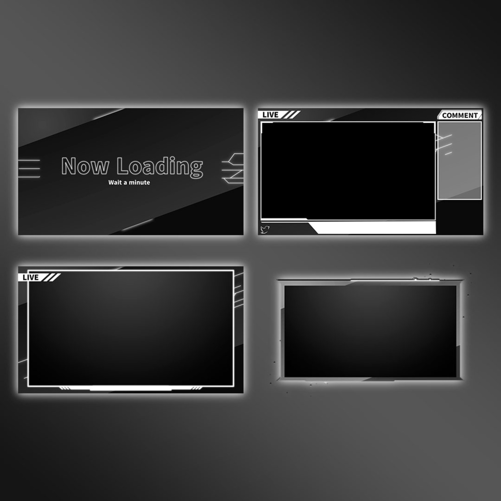 【6カラー】動く配信用オーバーレイ 4点セット【セット素材】