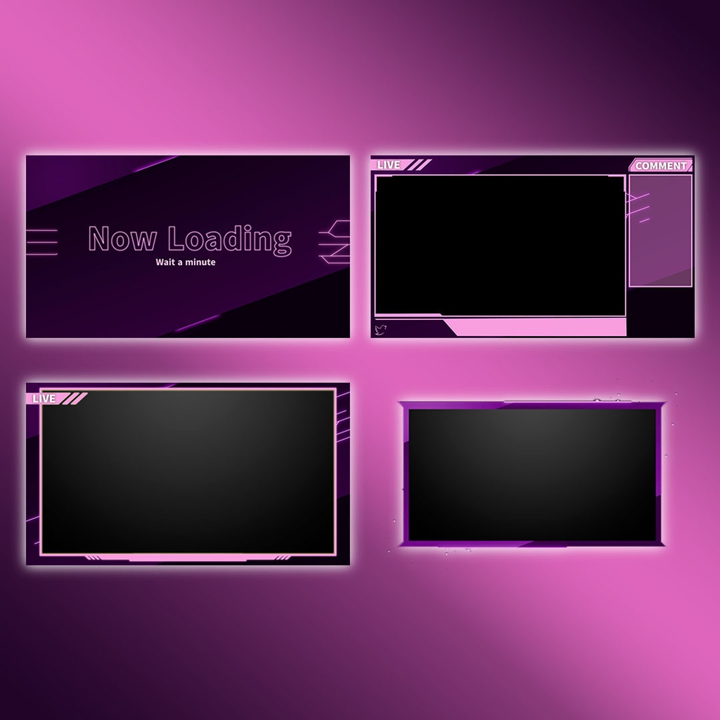 【6カラー】動く配信用オーバーレイ 4点セット【セット素材】