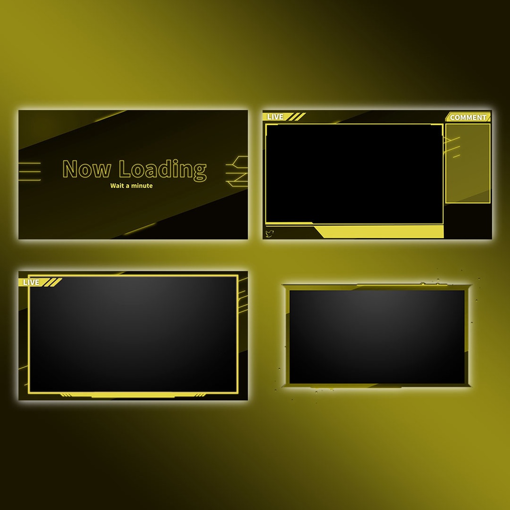 【6カラー】動く配信用オーバーレイ 4点セット【セット素材】