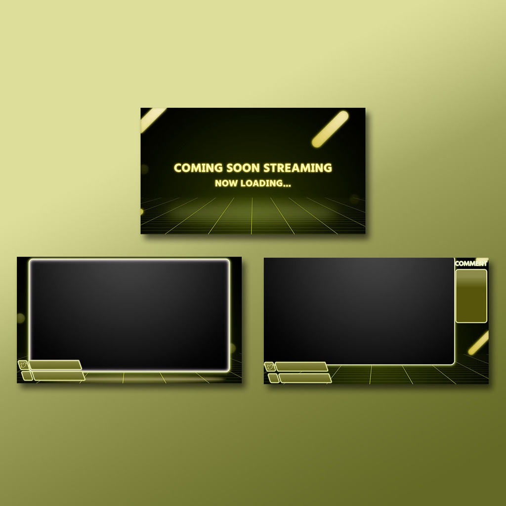 【4カラー】動く配信用オーバーレイ 3点セット+小枠なし差分【セット素材】