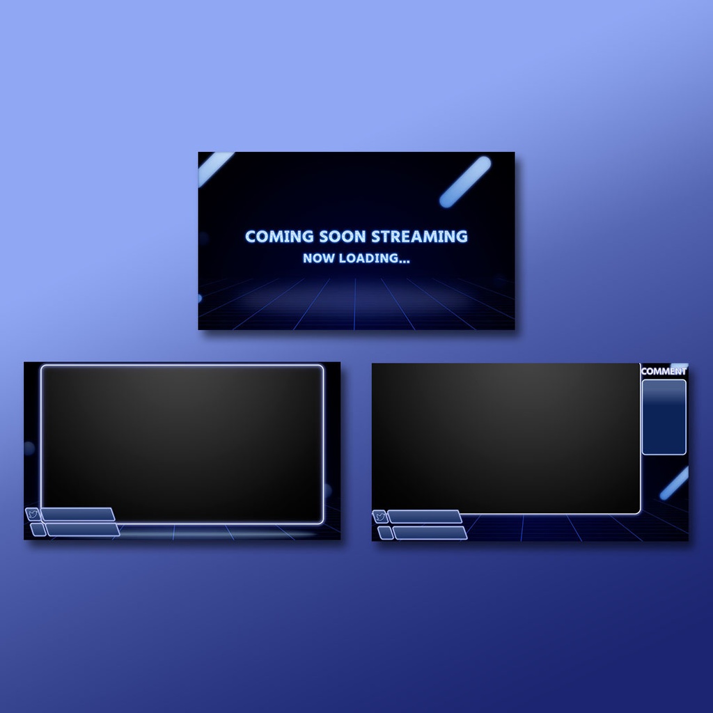 【4カラー】動く配信用オーバーレイ 3点セット+小枠なし差分【セット素材】