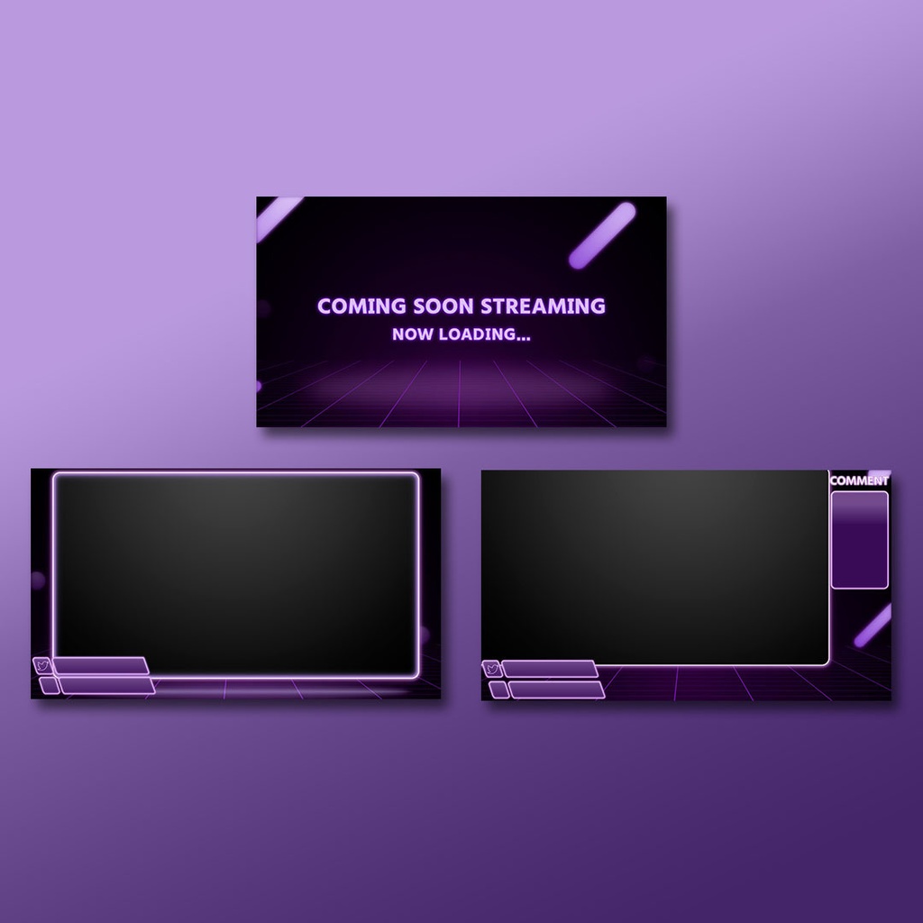 【4カラー】動く配信用オーバーレイ 3点セット+小枠なし差分【セット素材】