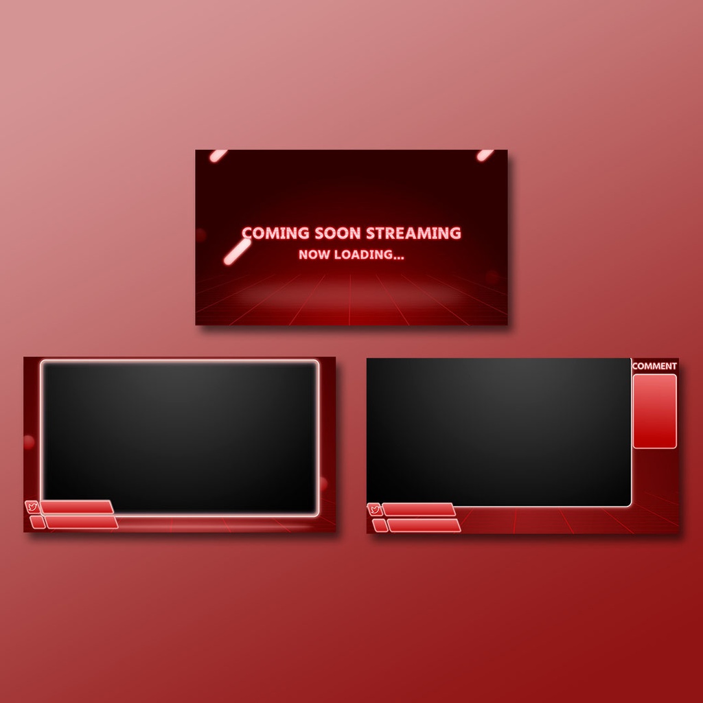 【4カラー】動く配信用オーバーレイ 3点セット+小枠なし差分【セット素材】