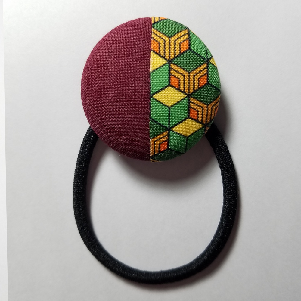 HB-G ハンドメイド くるみ ボタン ヘアゴム 髪留め 髪飾り 伝統柄 和風 和柄 可愛い 鬼 かわいい 勝負服 不 滅 の 刀 冨岡 とみおか