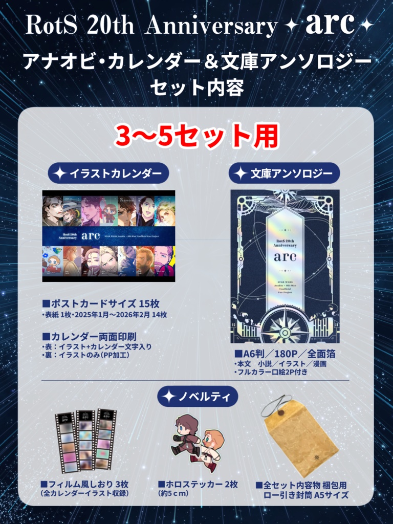 【3~5セット用】RotS 20th Anniversary『arc』カレンダー&文庫アンソロジー セット