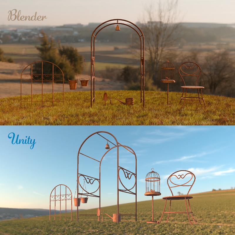 \Renewal/ アンティーク風ブロンズ製 ガーデニングアイテム 11セット fbx/unitypackage