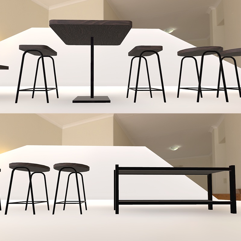 <Cafe&Bar Series>ソファー・テーブル・椅子・飾り棚セット 8点 2色展開