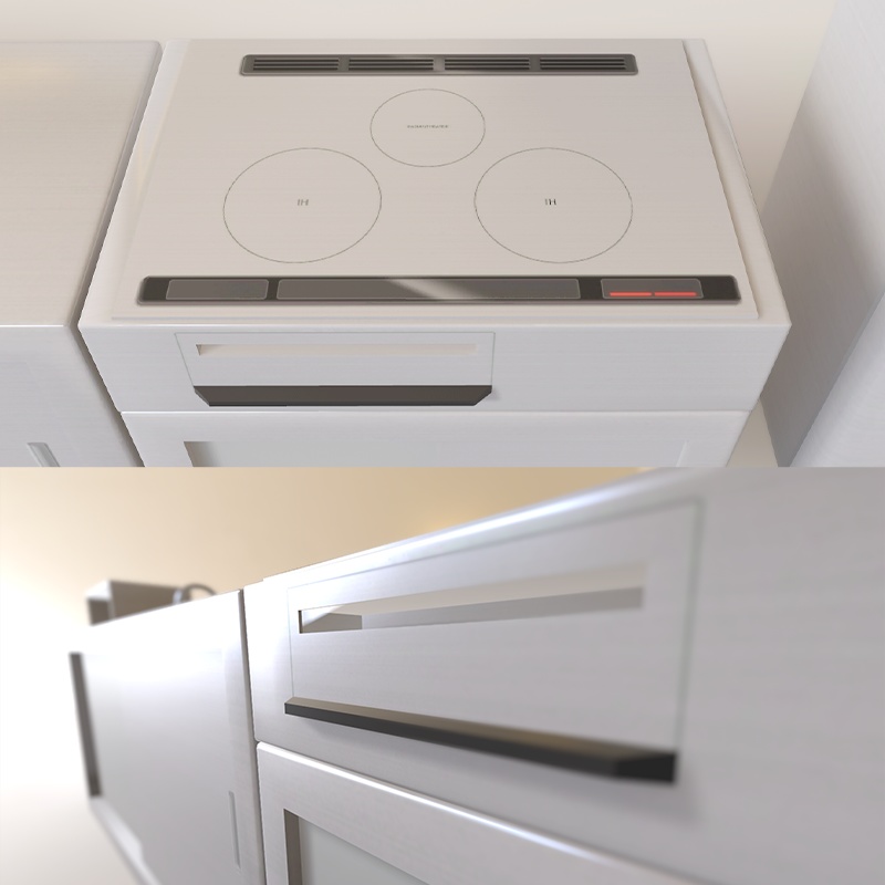 <Cafe&Bar Series>キッチンセット6点(シンク・IHクッキングヒーター・冷蔵庫・棚)