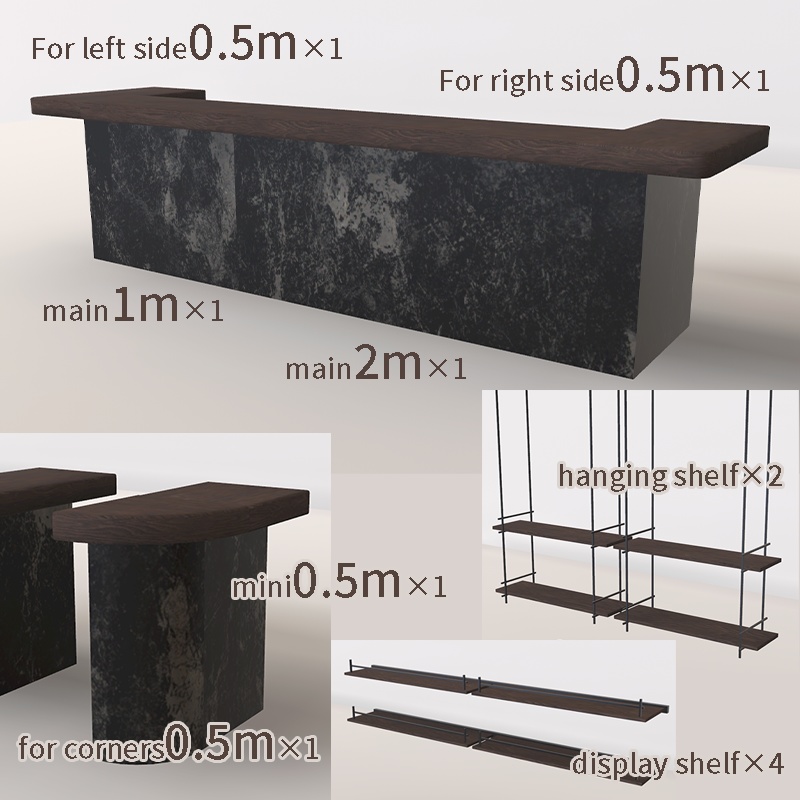 <Cafe&Bar Series>カスタムできるバーカウンター 12点 2色展開