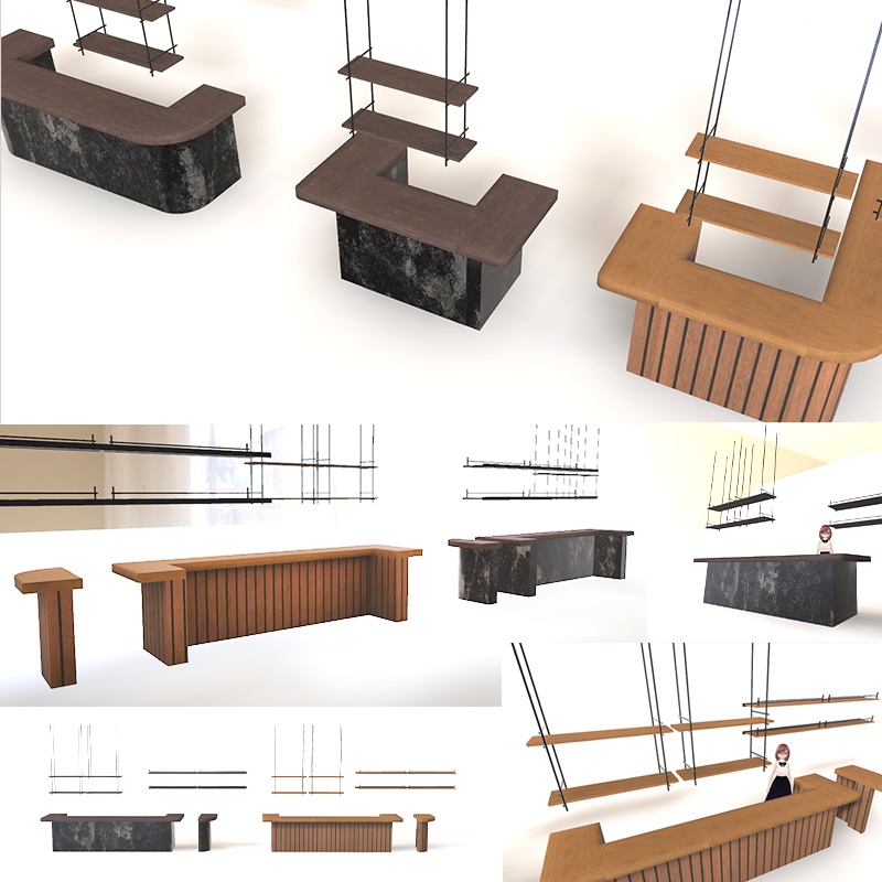 <Cafe&Bar Series>カスタムできるバーカウンター 12点 2色展開