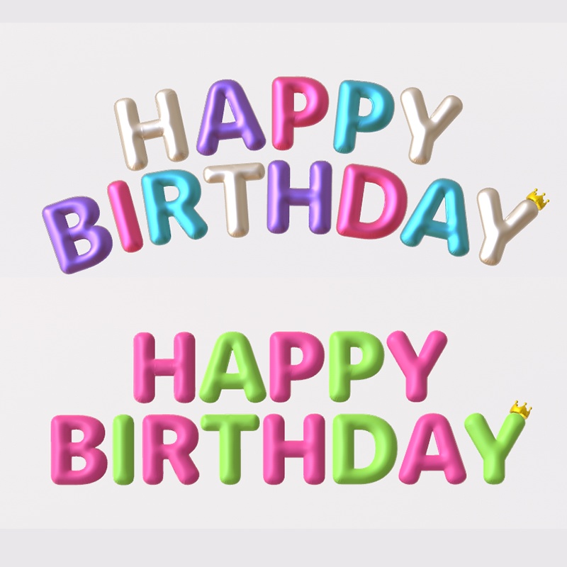 マーブル半透明 リアル風バースデーバルーン BIRTHDAY Balloon