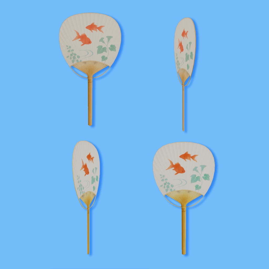 【¥0】竹うちわ 柄6種+祭7色(テクスチャ計13種)