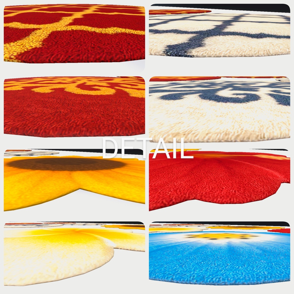 ふわふわ風ラグ(絨毯)円形4種+花形4種 / Rug(carpet) Round4 & Flower4