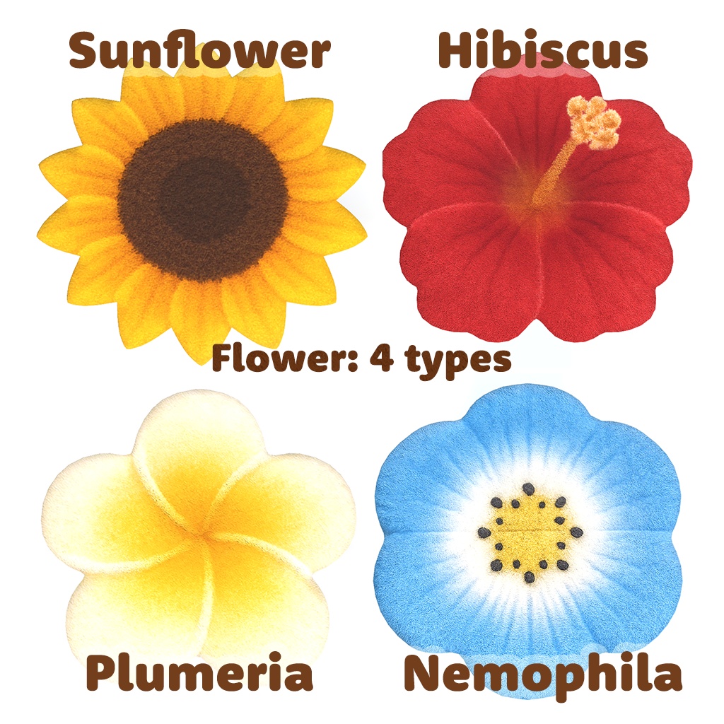 ふわふわ風ラグ(絨毯)円形4種+花形4種 / Rug(carpet) Round4 & Flower4