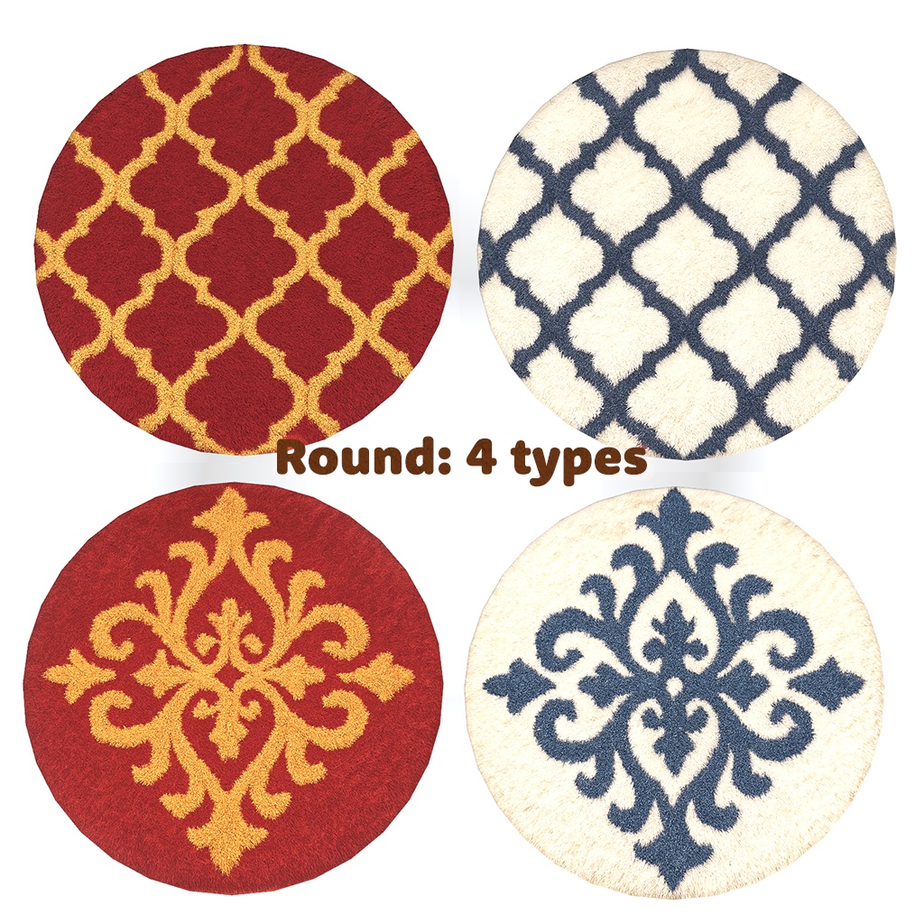 ふわふわ風ラグ(絨毯)円形4種+花形4種 / Rug(carpet) Round4 & Flower4