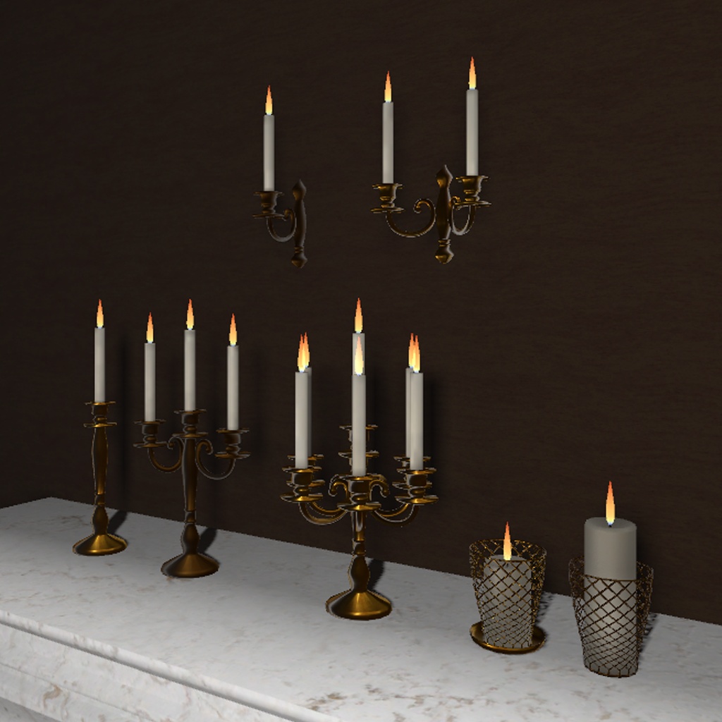 <Mantelpiece set Series>アンティーク調キャンドルセット 2色✕7セット ※光る炎付(共通おまけ有)