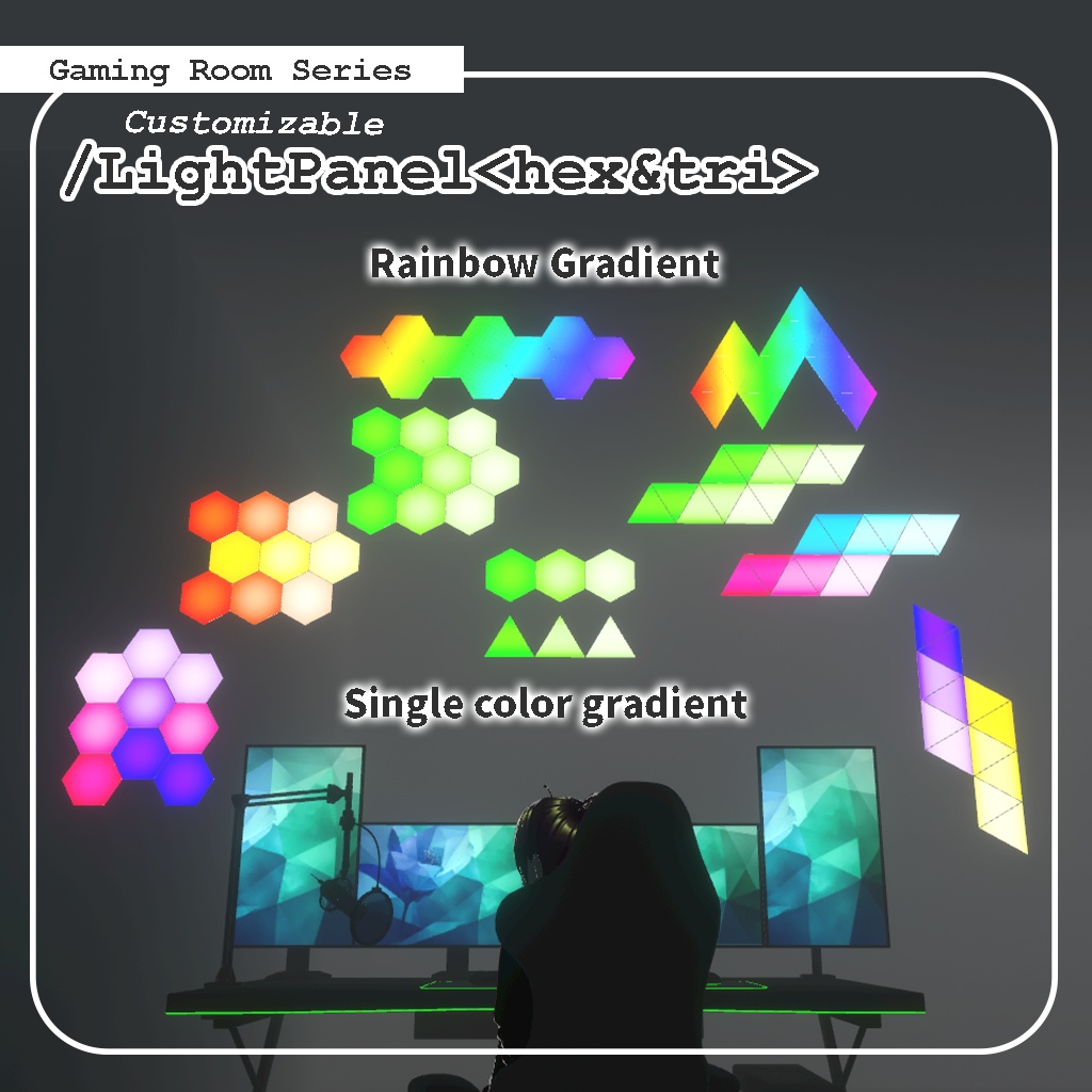 <Gaming Room Series>ライトパネル（ウォールライト）六角形/三角形
