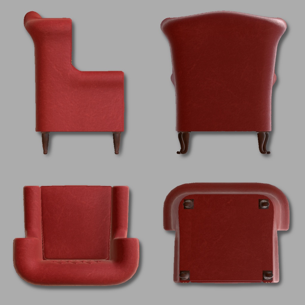 【SALE】ウイングバックチェア(ハイバックチェア)5色×2素材×2種(ハイポリ/ローポリ)Wingback Chair