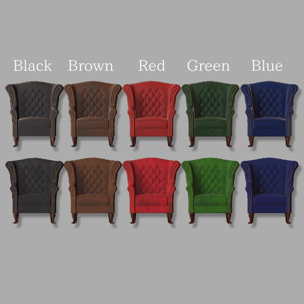 【SALE】ウイングバックチェア(ハイバックチェア)5色×2素材×2種(ハイポリ/ローポリ)Wingback Chair