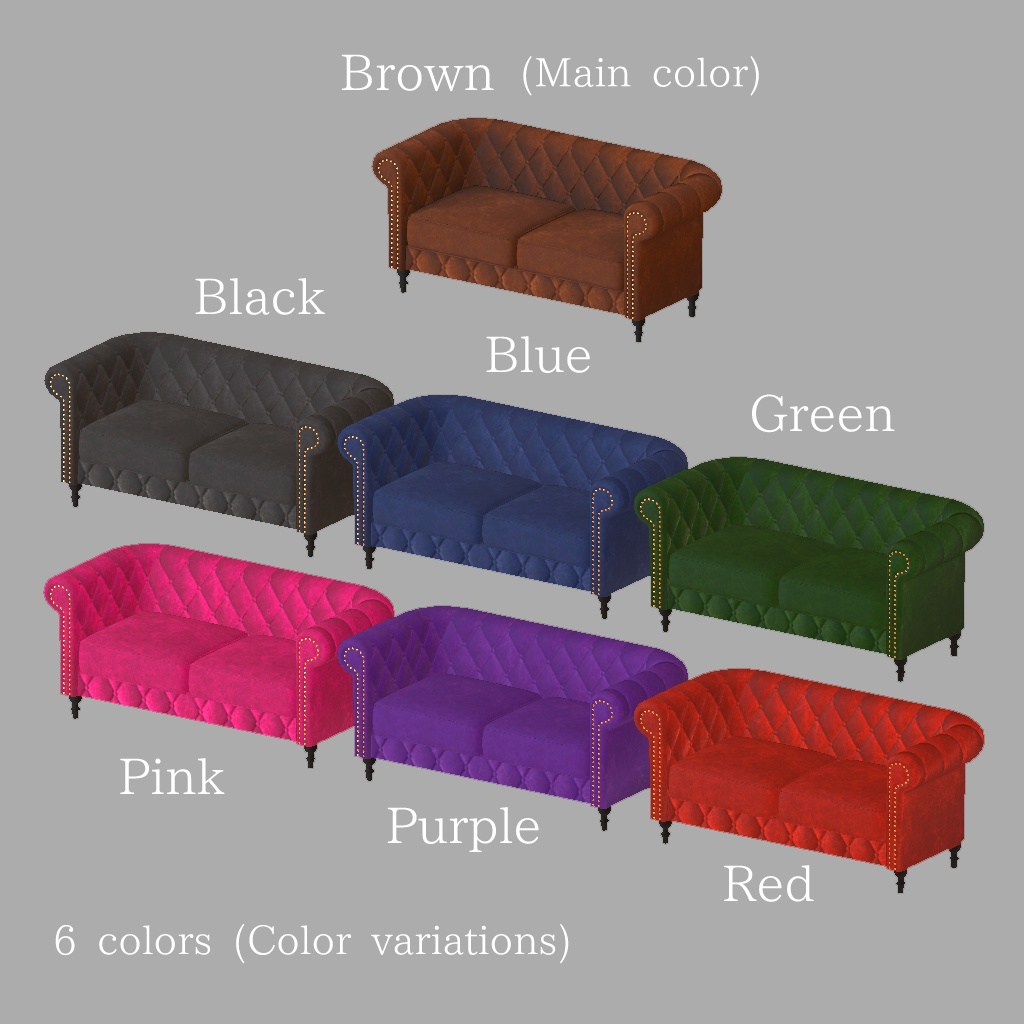 ラグジュアリーソファ(レザー調/7色)Luxury Sofa (Leather-style/7 colors)