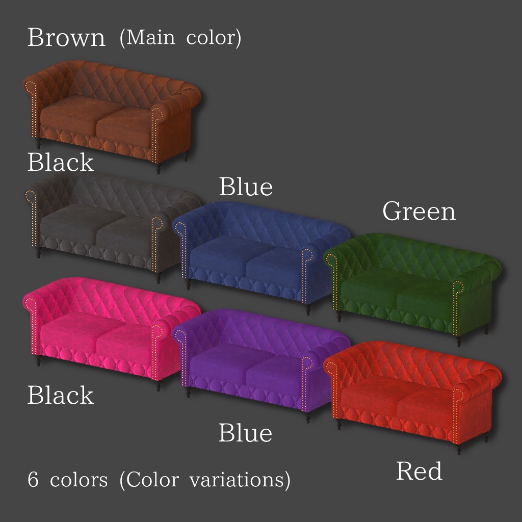 ラグジュアリーソファ(レザー調/7色)Luxury Sofa (Leather-style/7 colors)