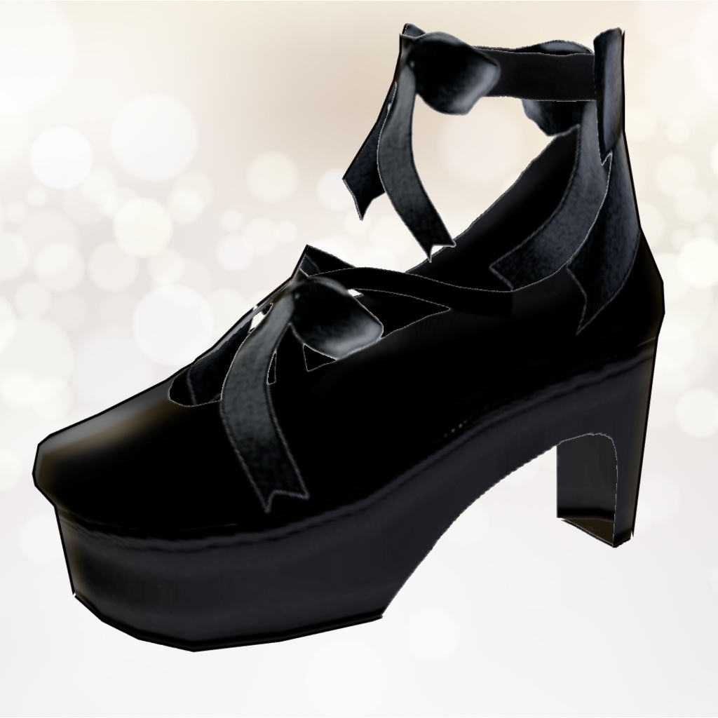 正式版対応!【VRoid】リボンシューズ<黒>