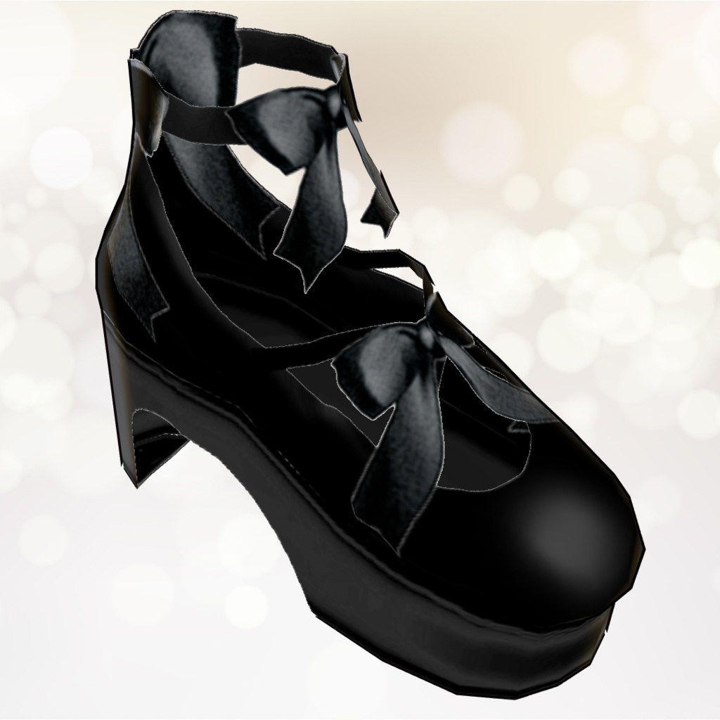 正式版対応!【VRoid】リボンシューズ<黒>