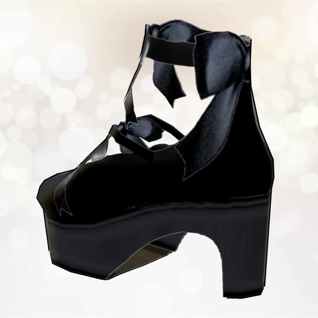 正式版対応!【VRoid】リボンシューズ<黒>