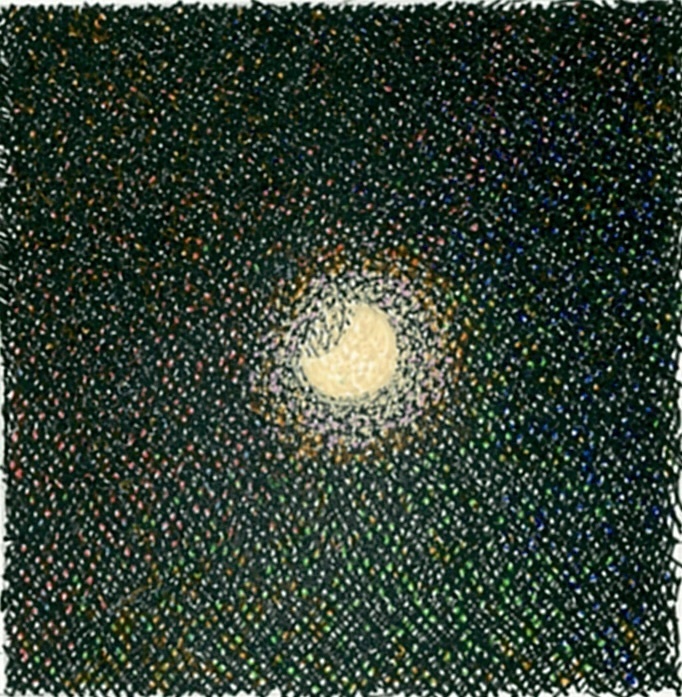 ミニ額ペン画「朧夜」