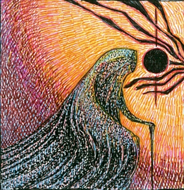 ミニ額ペン画「泉下」