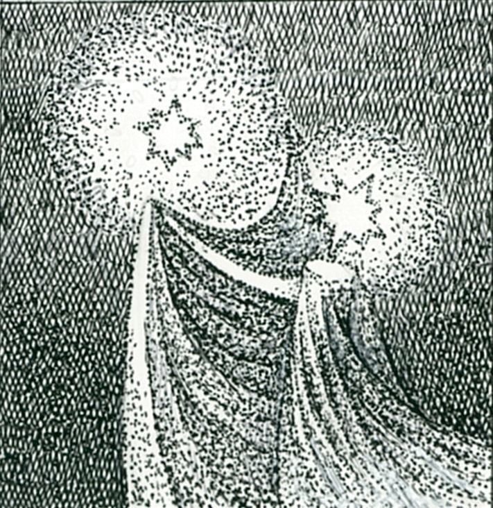 ミニ額ペン画「景星」