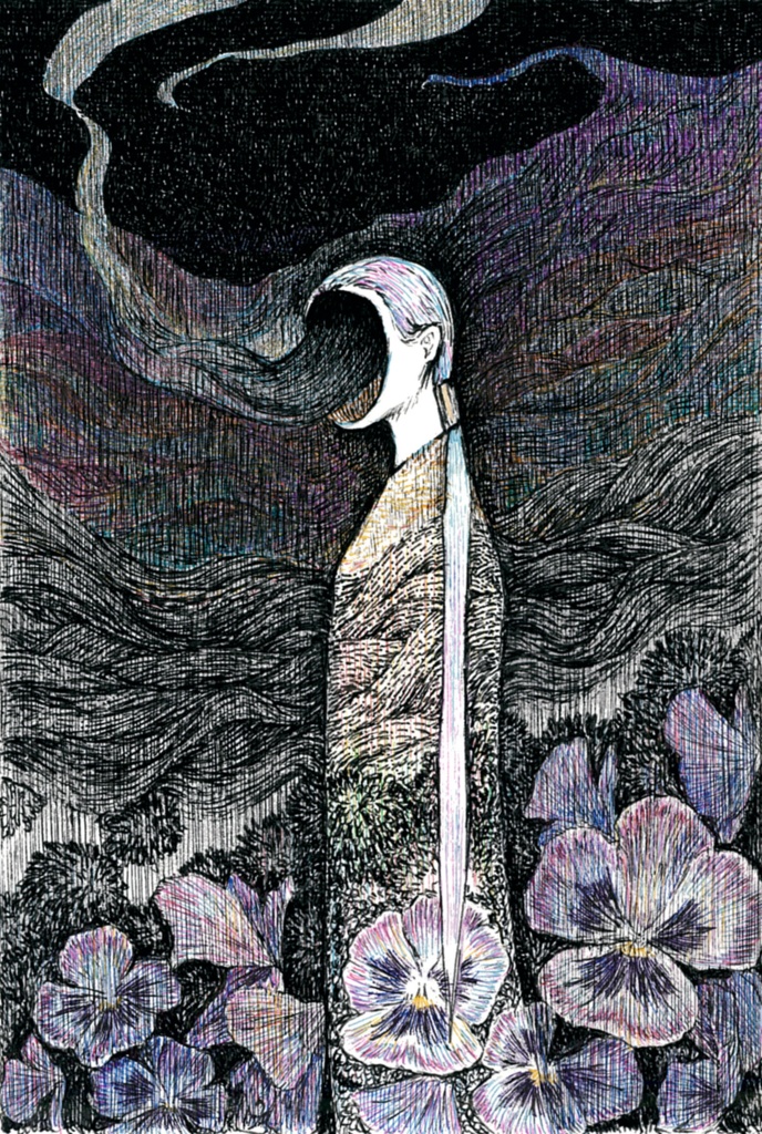 「緇」（シ）ポストカード原画額装有り