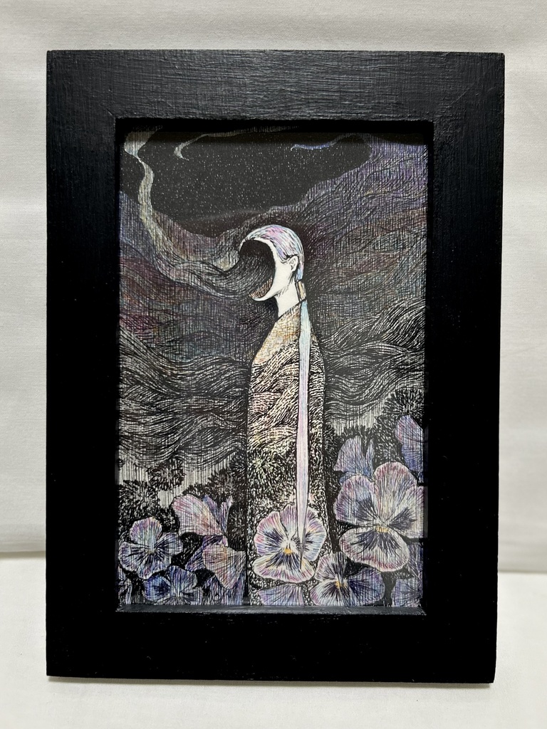 「緇」(シ)ポストカード原画額装有り