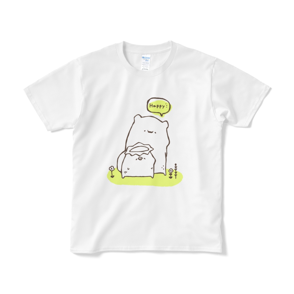 カッパくんくまくん✴︎happyTシャツ(しろ)