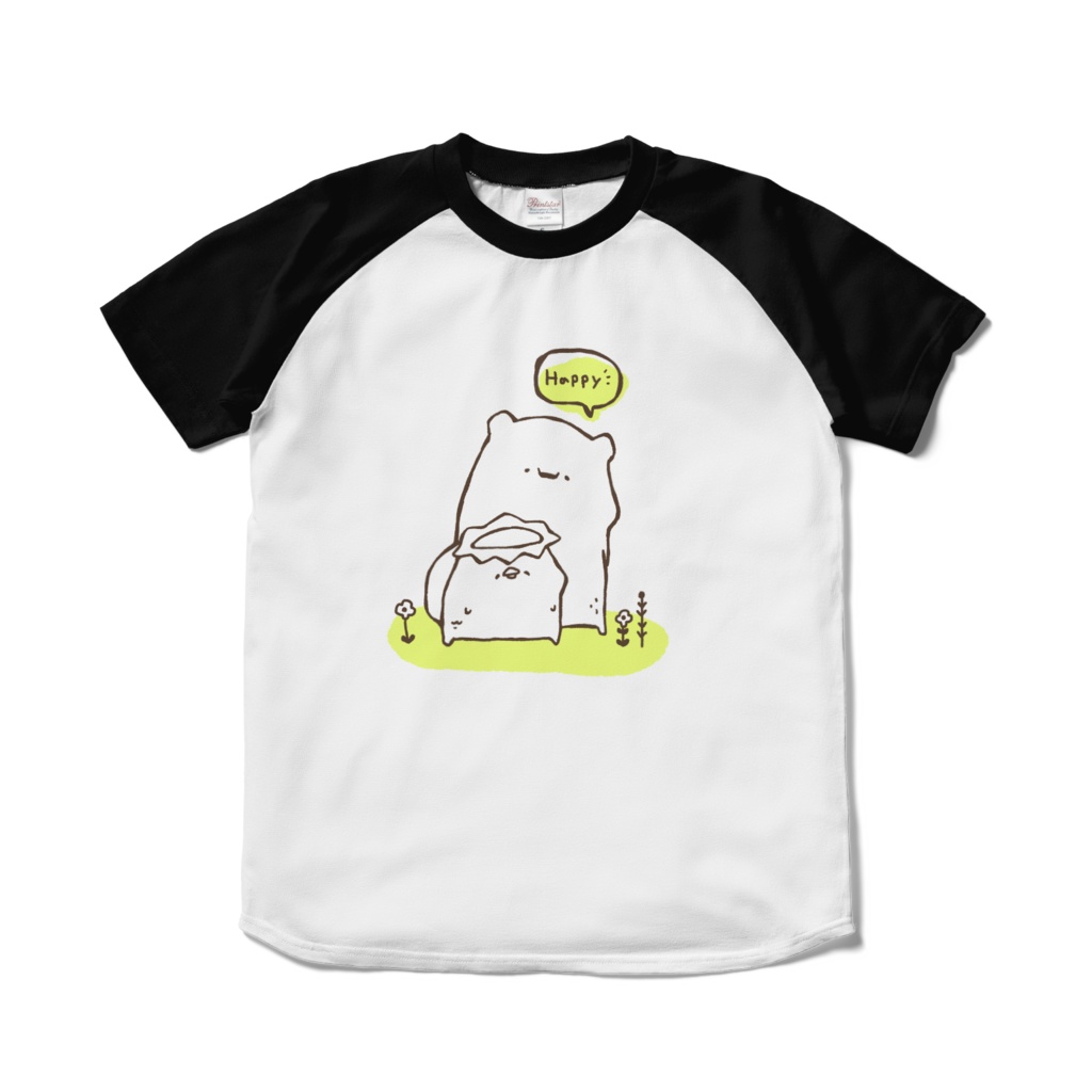 カッパくんくまくん✴︎happyTシャツ(しろくろ)
