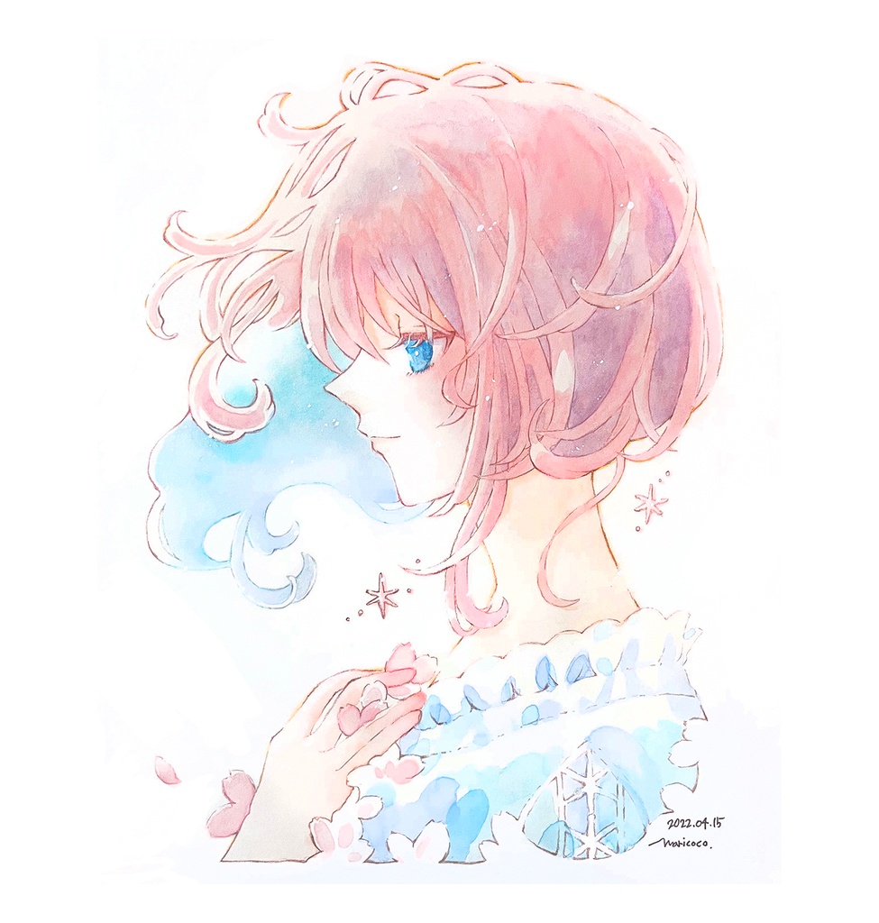 4月の女の子 【アナログ原画・額付き】