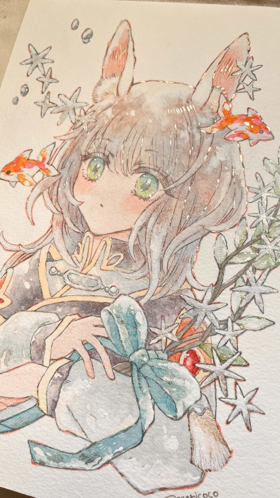 【12/06 22:00 OPEN】冬じたく Gold fish【アナログ原画・額付き】