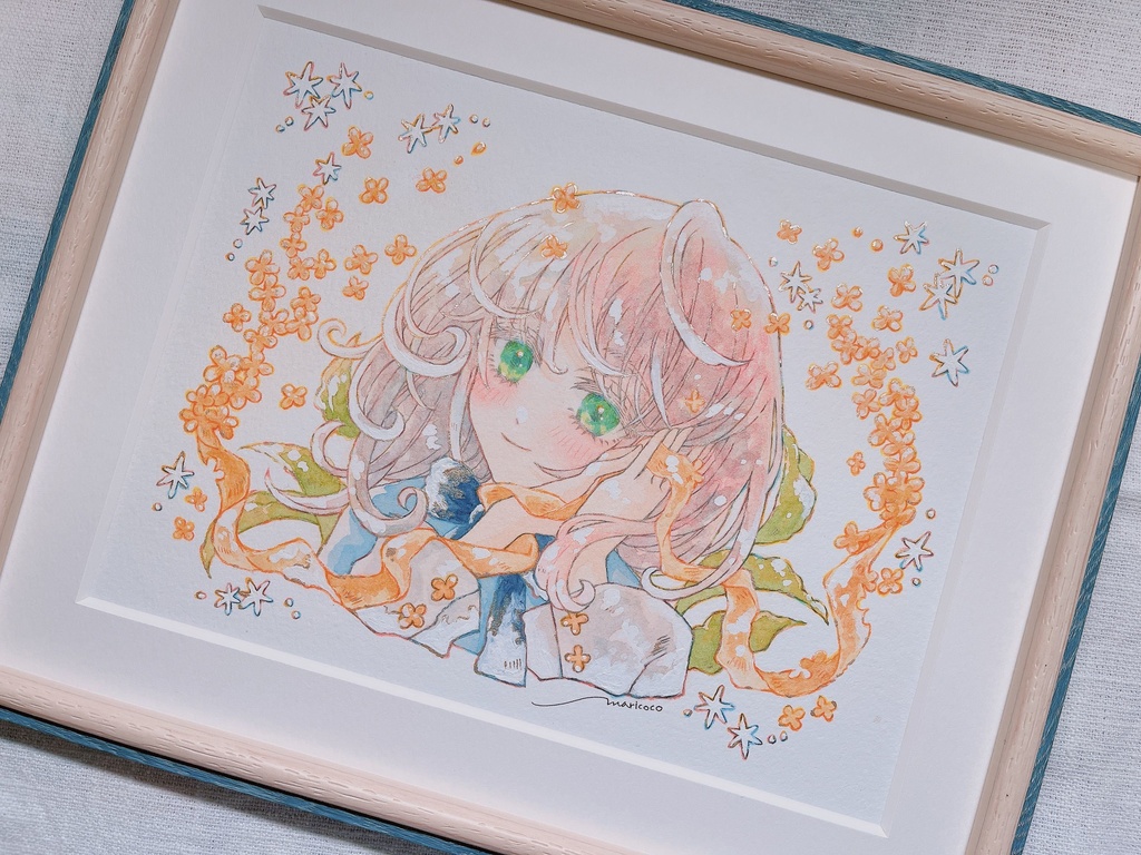 Autumn ribbon【アナログ原画・額付き】