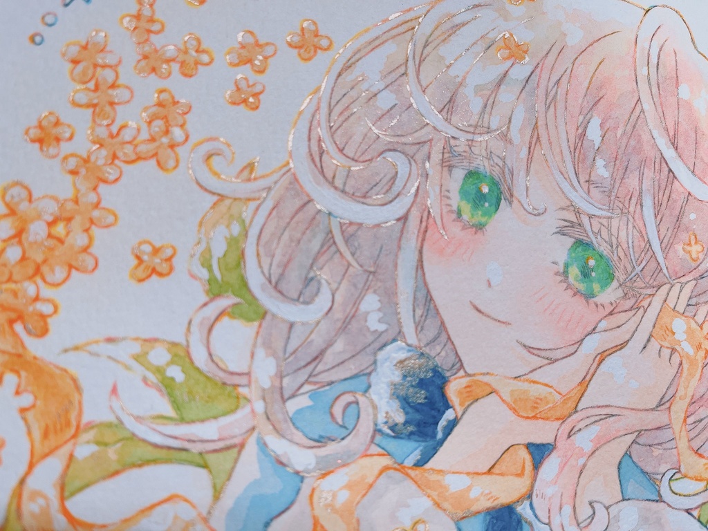 Autumn ribbon【アナログ原画・額付き】