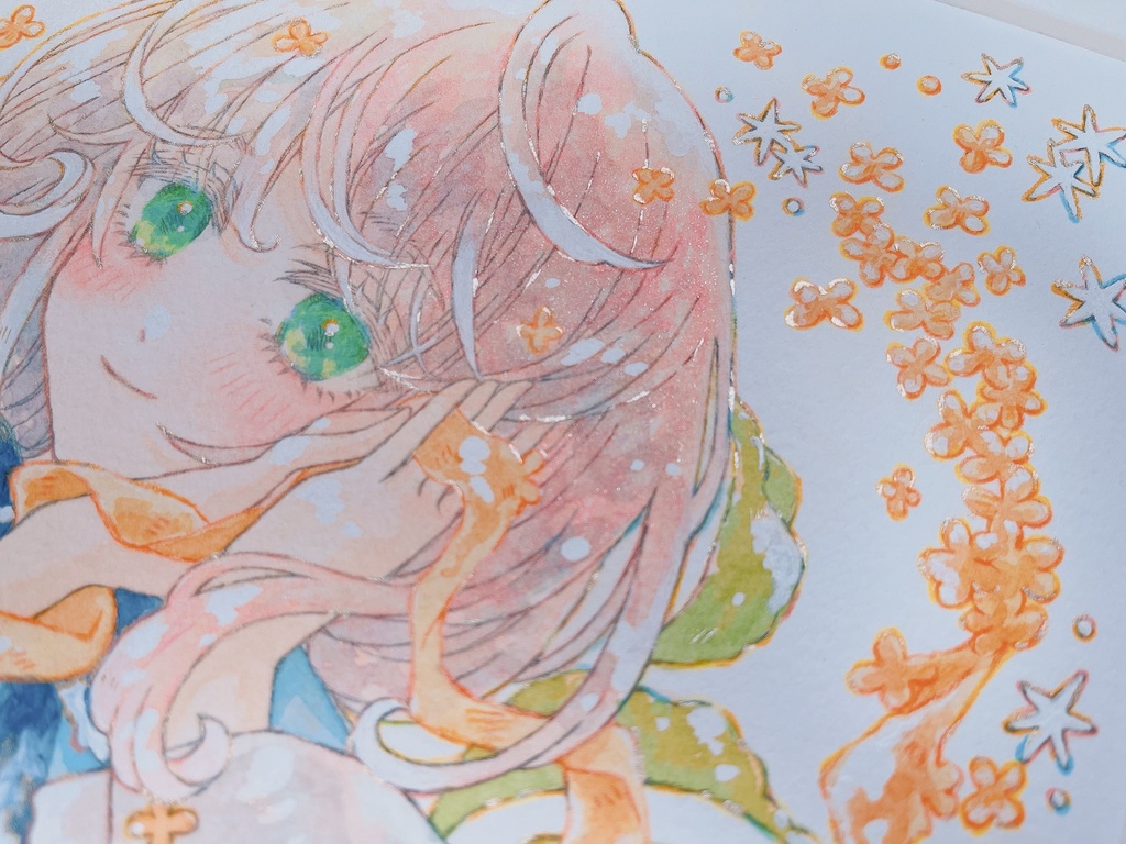 Autumn ribbon【アナログ原画・額付き】