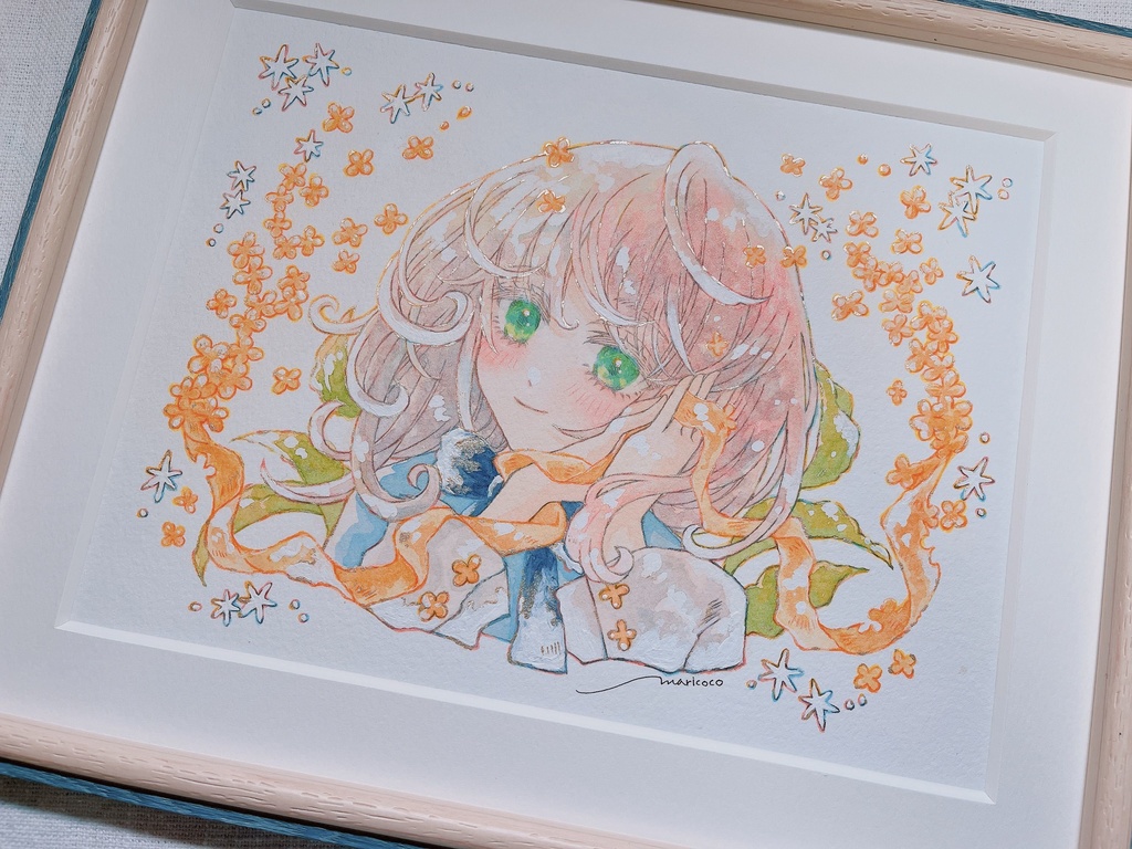 Autumn ribbon【アナログ原画・額付き】