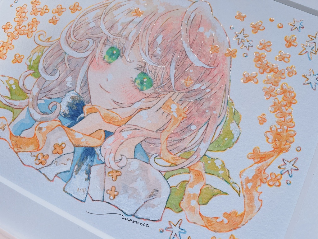 Autumn ribbon【アナログ原画・額付き】