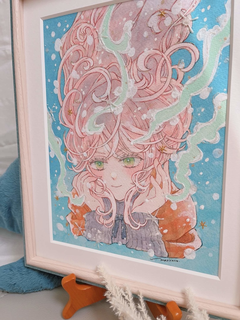 海雪ターコイズ【アナログ原画・額付き】